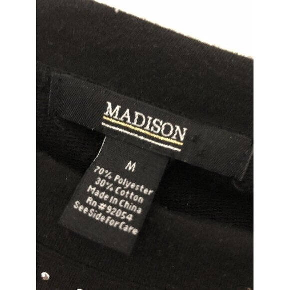 Madison 3/4  puffy sleeve studded sweatshirt style top size medium - Picture 3 of 12